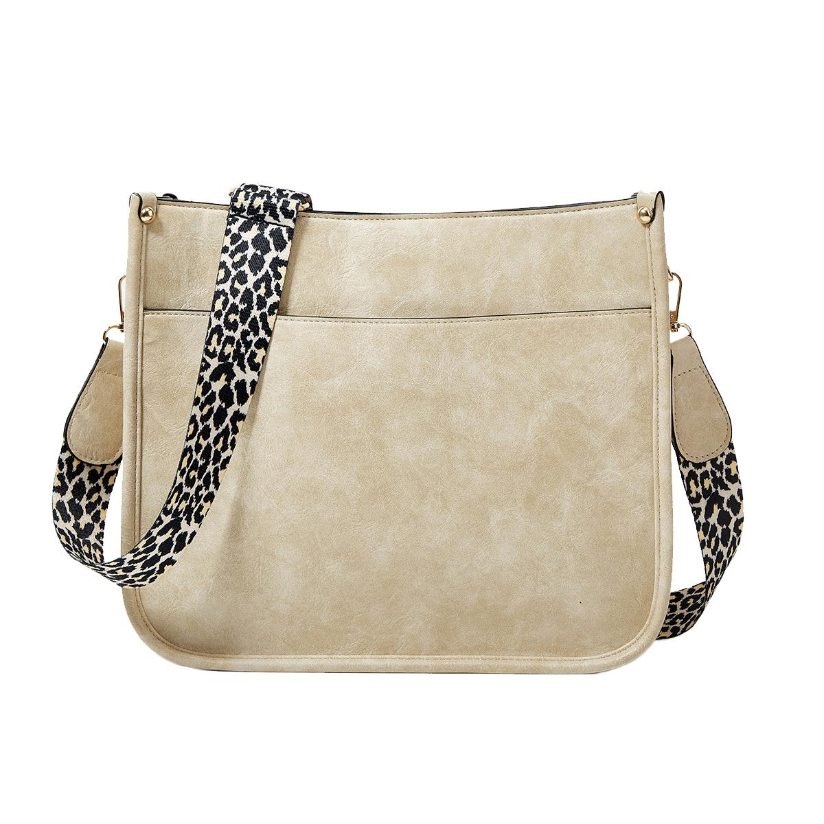 Leopard Print Waterproof Crossbody Tote Bag - Brown