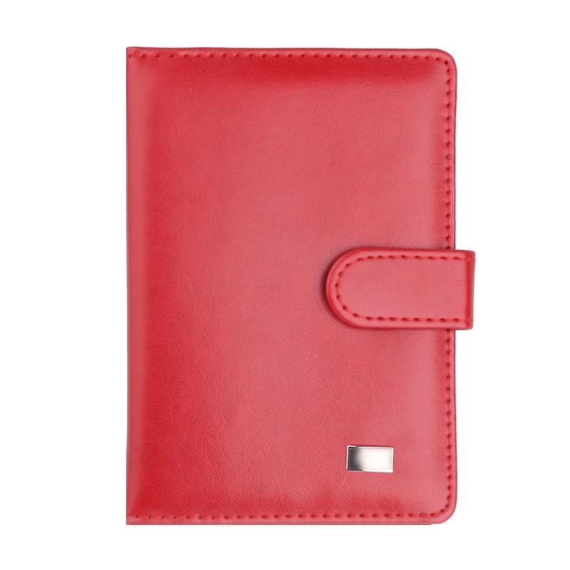Passport & Card Holder With Buckle Clip Pu Protection - Black
