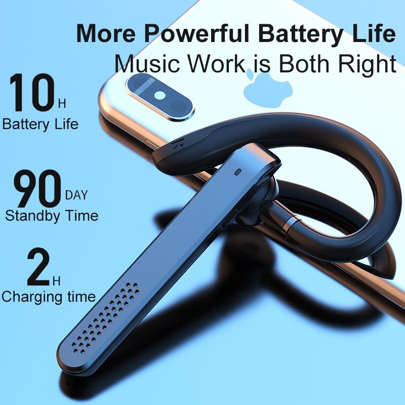 Wireless Bluetooth Earphone with Noise Reduction - Ear-mounted - Silver