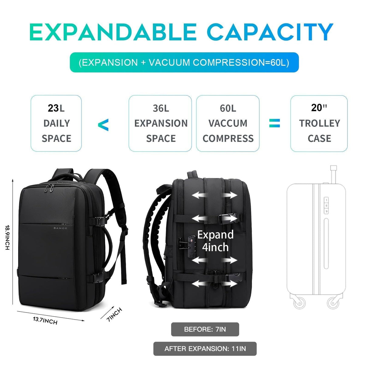 Large Capacity Men Shoulder Backpack - Blue