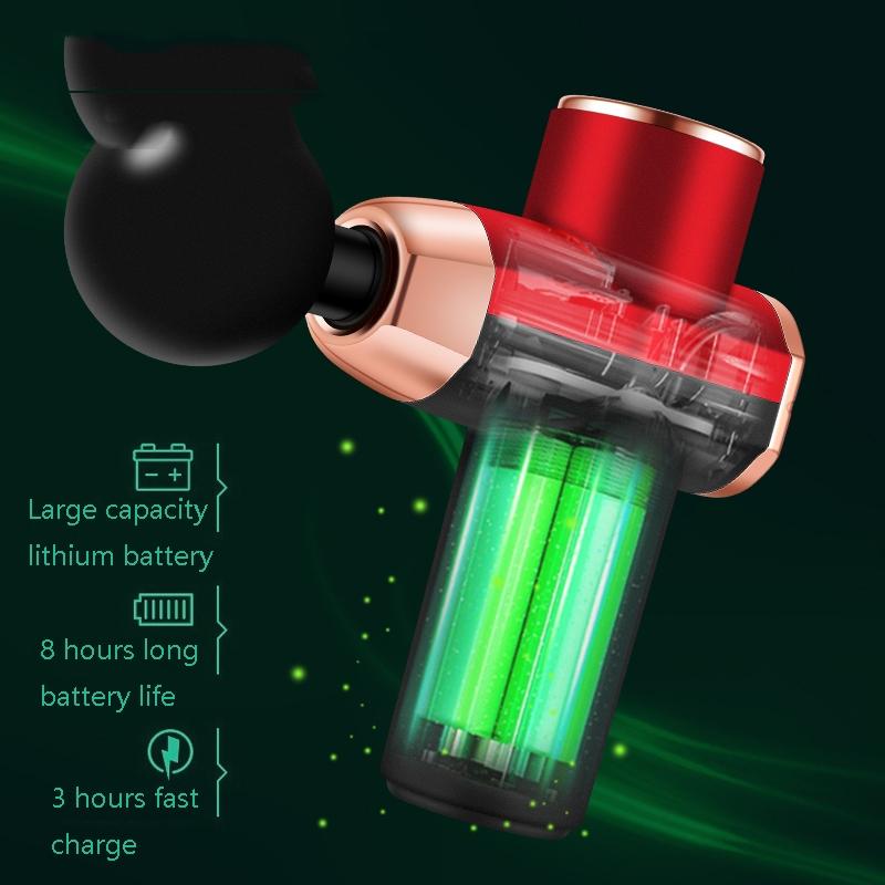 Compact 12V Muscle Relax Massage Gun - Mini Size - Black Green