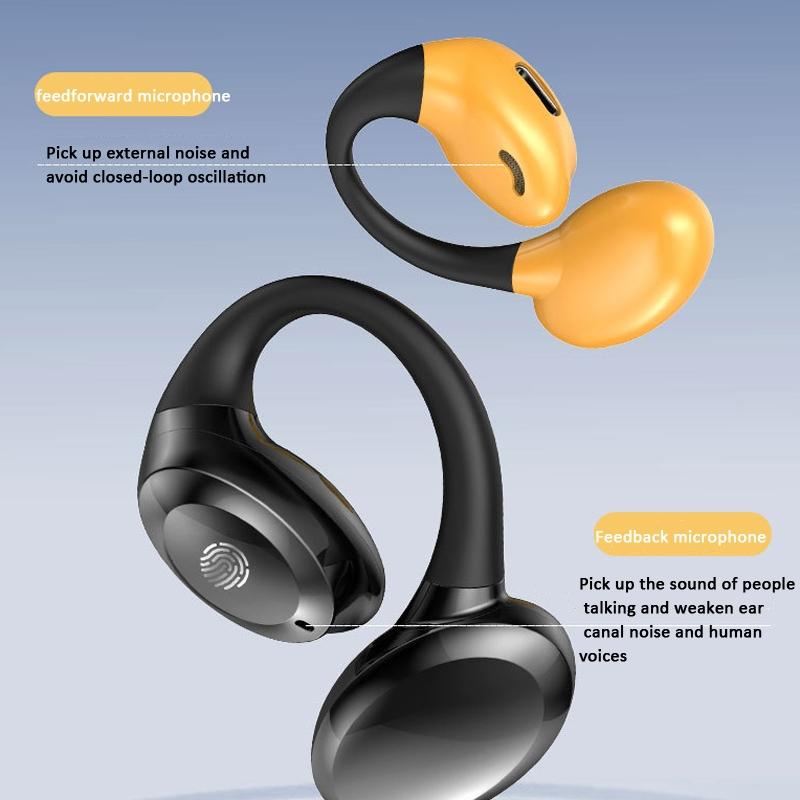 Waterproof Touch Control Wireless Earphones with Ear-hook for Sports - Yellow