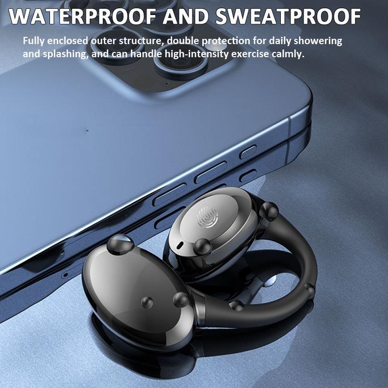 Waterproof Touch Control Wireless Earphones with Ear-hook for Sports - Yellow