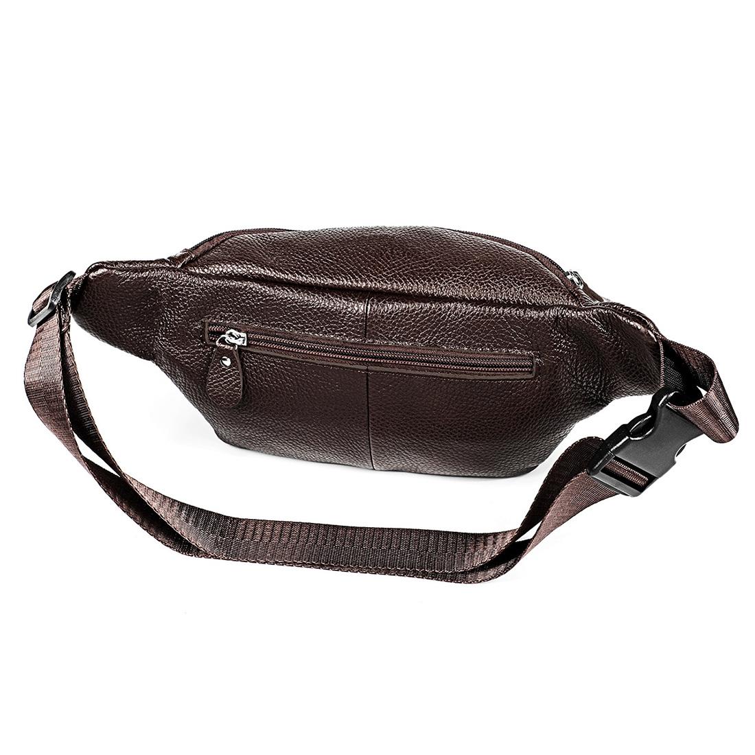 Outdoor Leather Shoulder Bag For Sports & Phone - Black