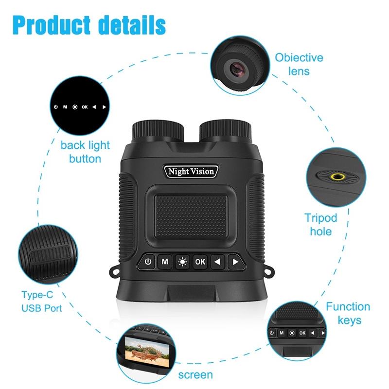 3 Digital Night Vision Binoculars with 3 Ips Screen - Green
