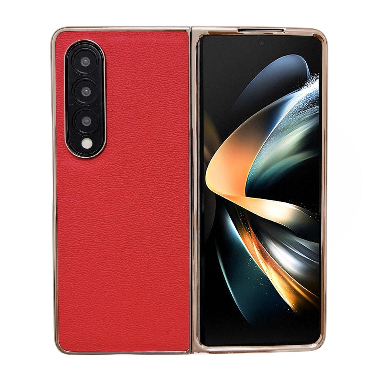 For Samsung Galaxy Z Fold4 5G Leather Phone Case - Nano Plating - Red