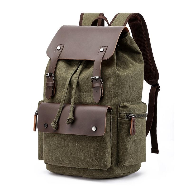 Student Canvas Backpack - Compact and Stylish - Khaki