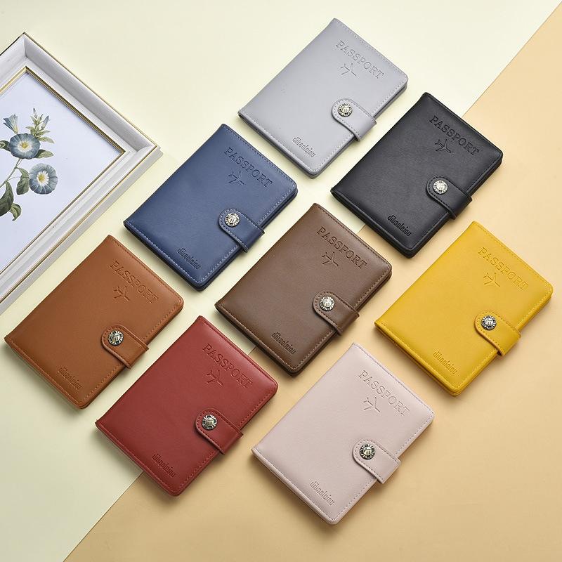 Multi Functional Passport Case With Buckle Dibaoleiou Pu Leather - Grey