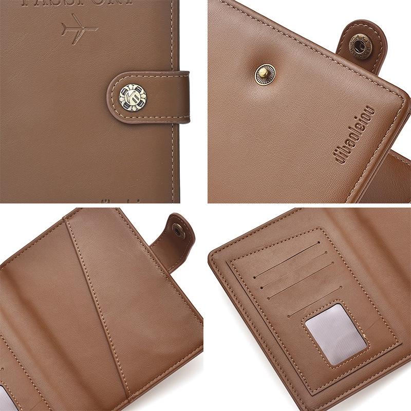 Multi Functional Passport Case With Buckle Dibaoleiou Pu Leather - Grey