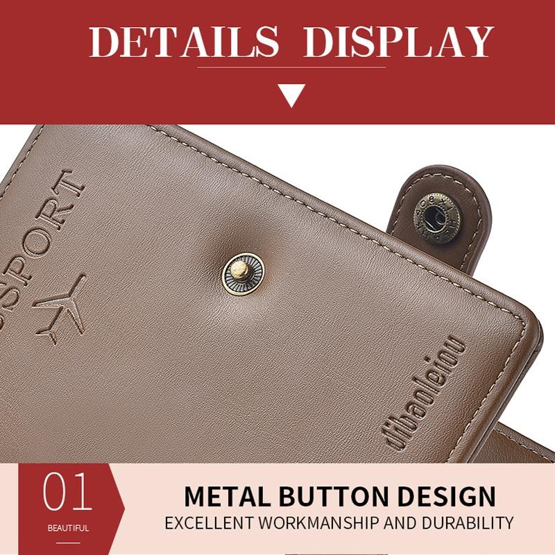 Multi Functional Passport Case With Buckle Dibaoleiou Pu Leather - Grey