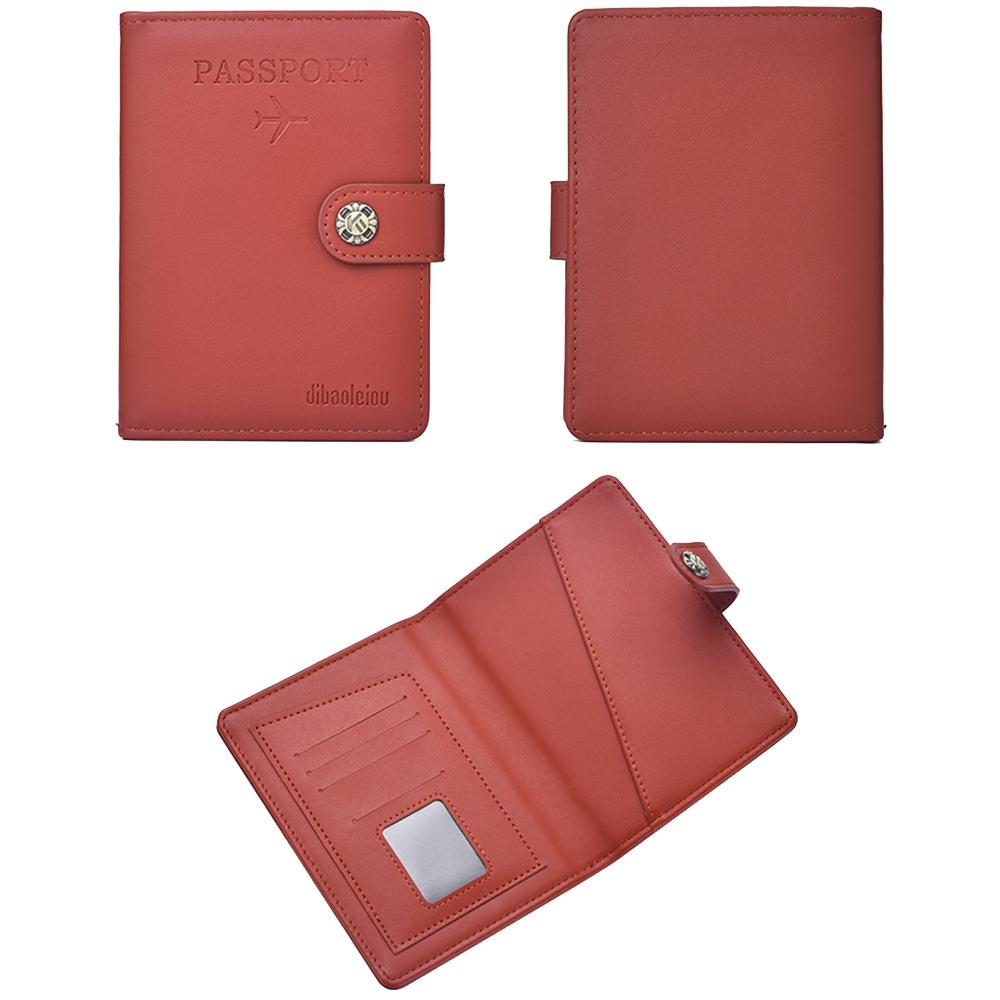 Multi Functional Passport Case With Buckle Dibaoleiou Pu Leather - Grey