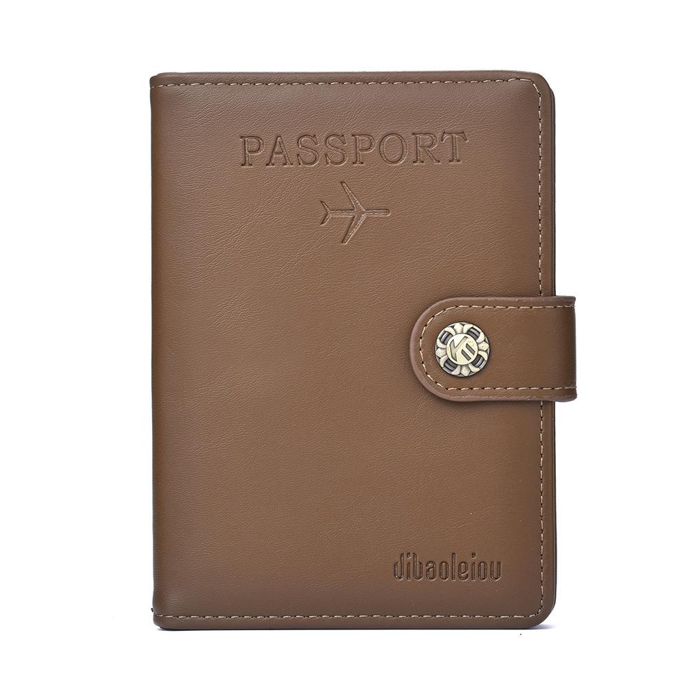 Multi Functional Passport Case With Buckle Dibaoleiou Pu Leather - Grey