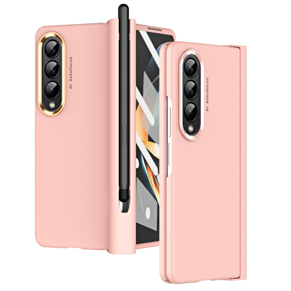For Samsung Galaxy Z Fold4 5G Samsung Fold 4 Hinge Flip Case - Two Tone Contact Lens - Pink
