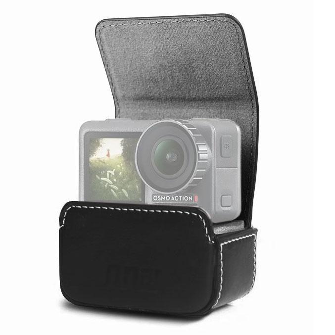 Waterproof Mini Leather Case for Dji Action Gopro Sjcam Xiaomi Mi Jia - Storage Box - Coffee
