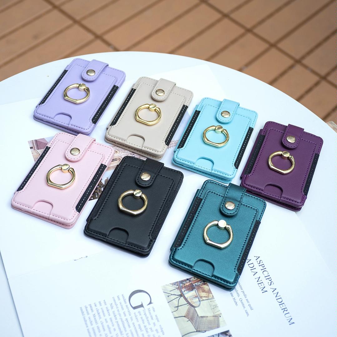 Metal Ring Card Bag Sticker For Mobile Phones - Pink