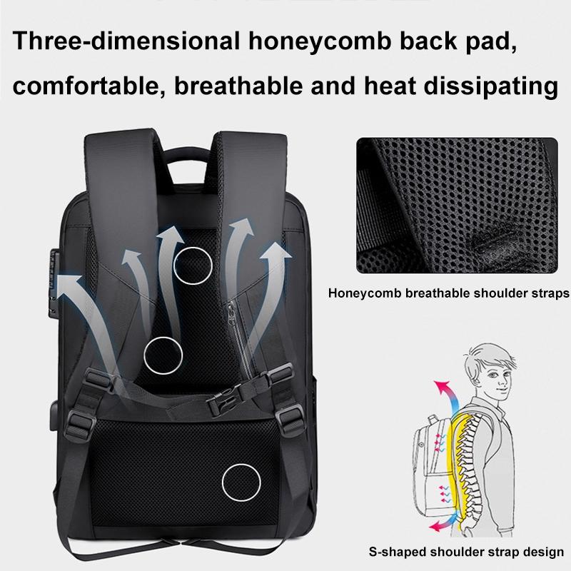 Waterproof Laptop Backpack with Usb Port - 17 Inch Capacity Password Lock