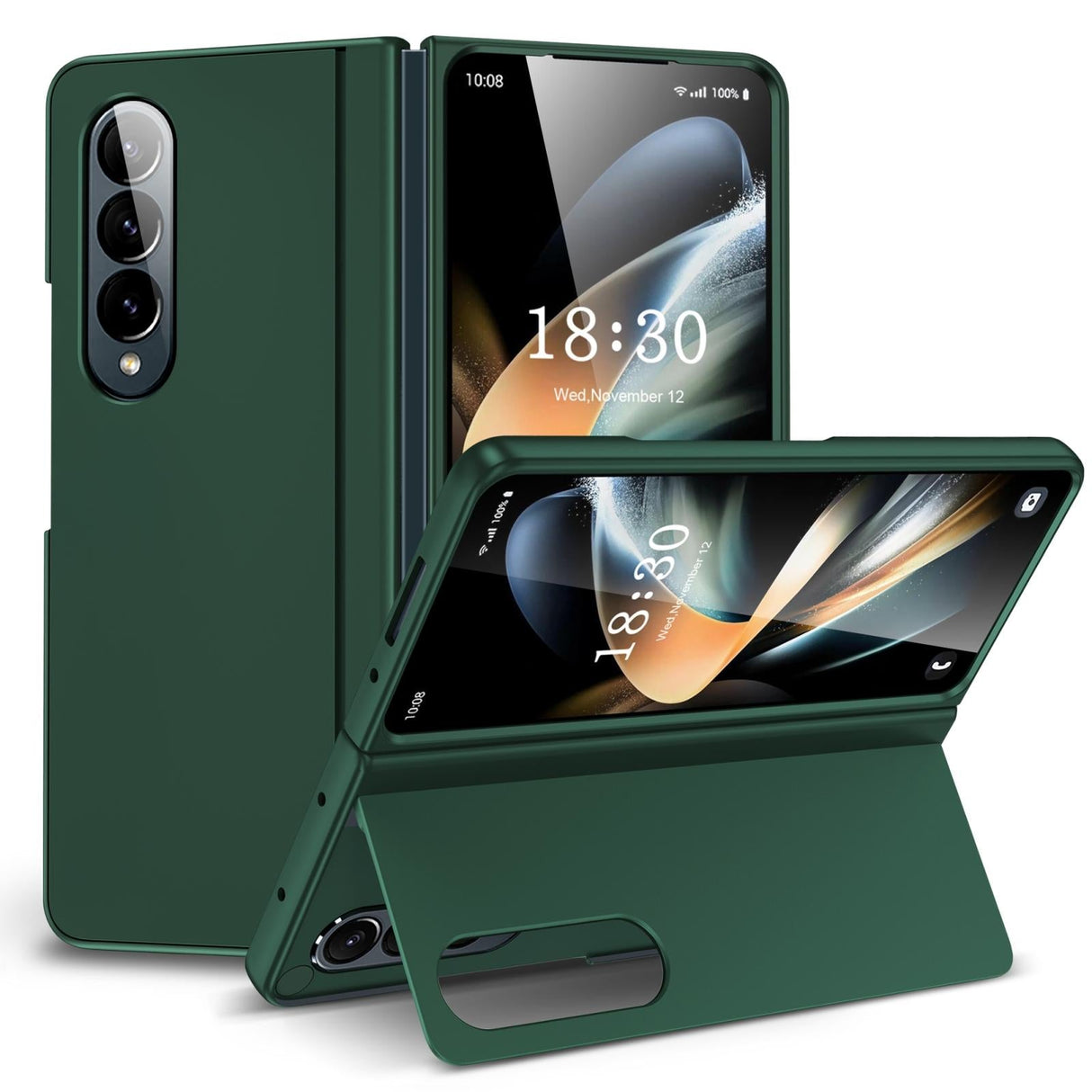 For Samsung Galaxy Z Fold4 5G Foldable Phone Case With Holder - Full Coverage - Green