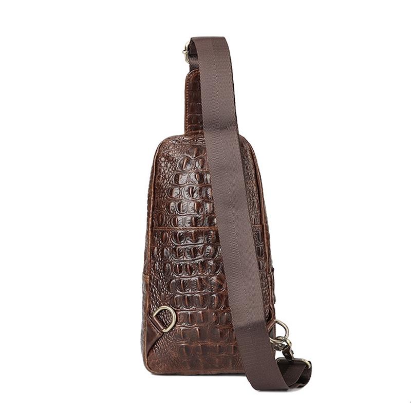 Leather Men Crossbody Bag - Light Brown