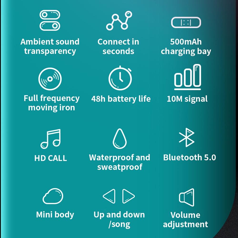 Wireless Bone Conduction Earphone with Bluetooth 5.0 - White