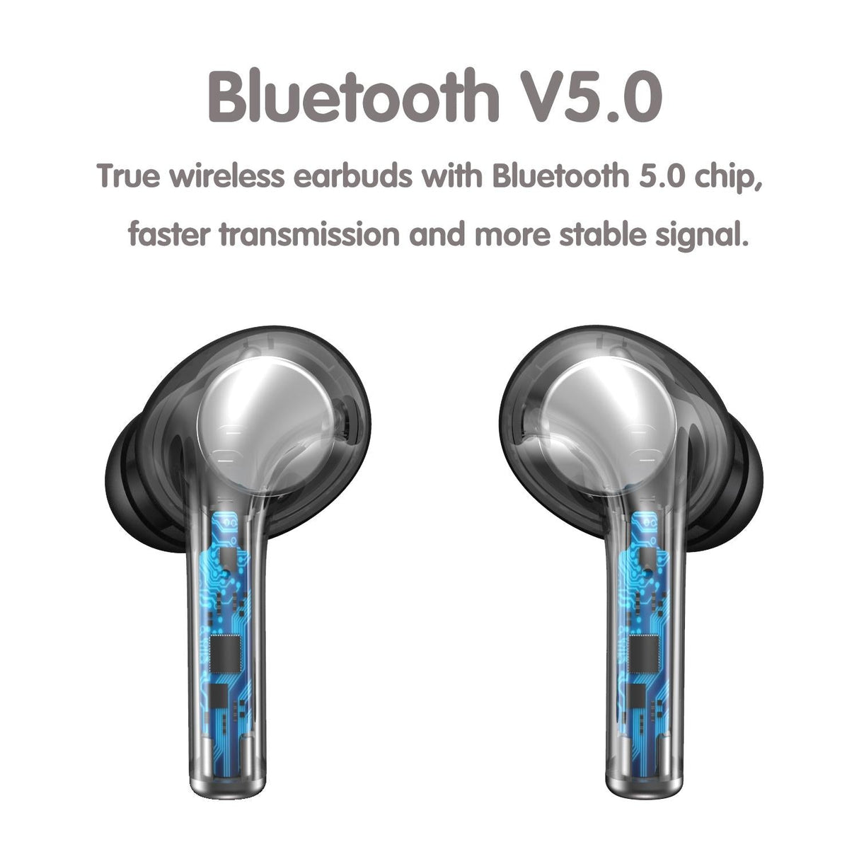 Wireless Sport Earphones with Touch Control and Mic - Bluetooth 5.0 Stereo Bass - White