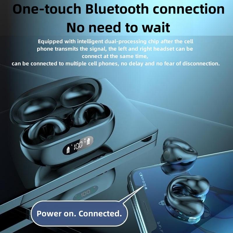 Wireless Noise-cancelling Bluetooth Earbuds with Led Display - Khaki