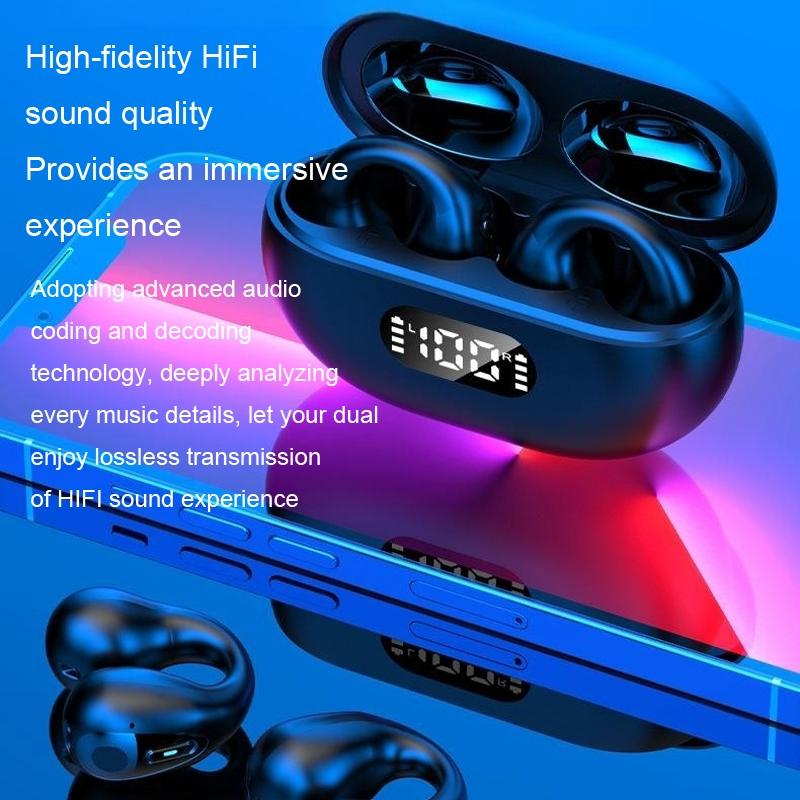 Wireless Noise-cancelling Bluetooth Earbuds with Led Display - Khaki