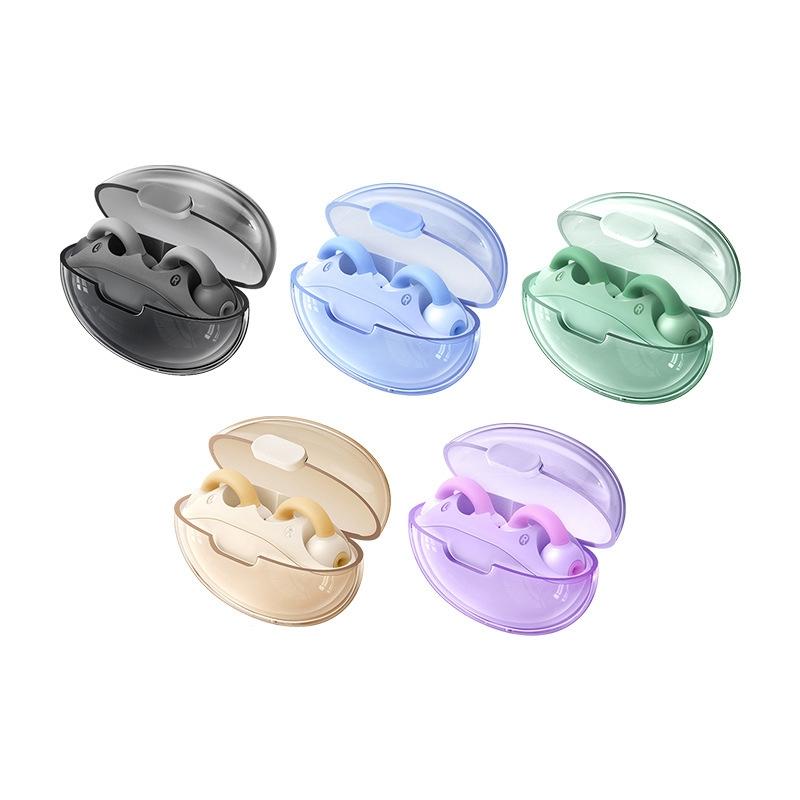 Wireless Bluetooth Earphone - Transparent Ear Clip - Ows Sports - Beige