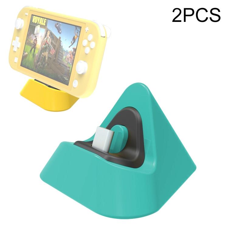 2-pack Portable Triangle Charger for Nintendo Switch / Lite - Blue Green
