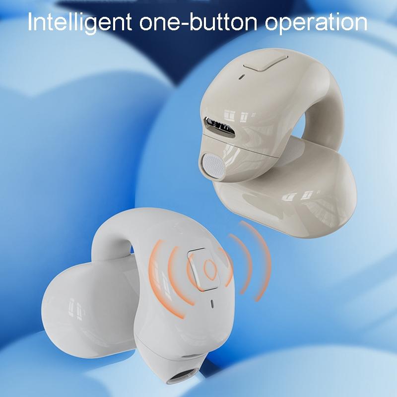 Wireless Clip-on Bluetooth Earphone for Sports and Gaming - White