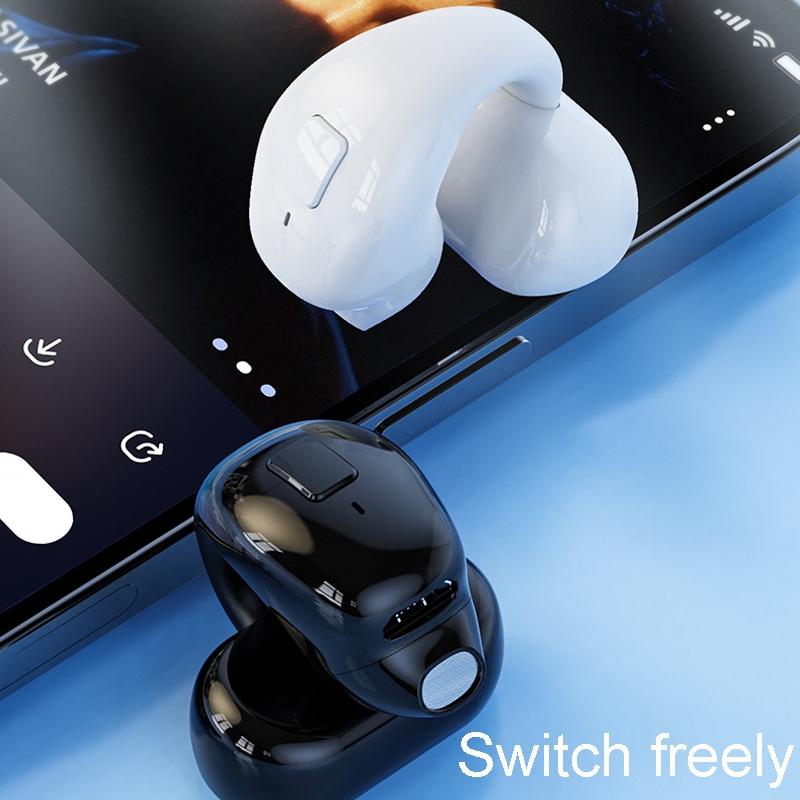 Wireless Clip-on Bluetooth Earphone for Sports and Gaming - White