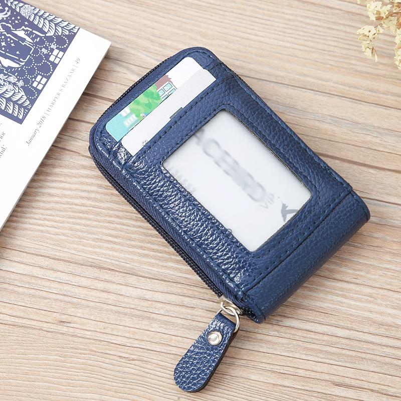 Woven Mini Coin Purse For Ladies Student Id & Card Holder - Navy Blue