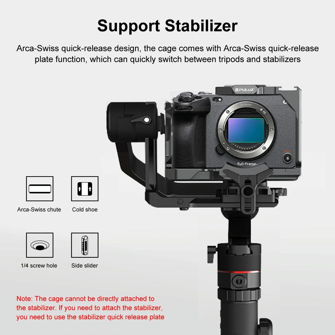 Camera Cage With Nota Slider - Metal Stabilizer Rig Black for Sony Ilme-Fx30 / Fx3