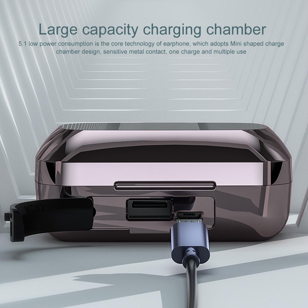 Intelligent Noise Reduction Bluetooth Earphones with Touch Control and Battery Display - Black