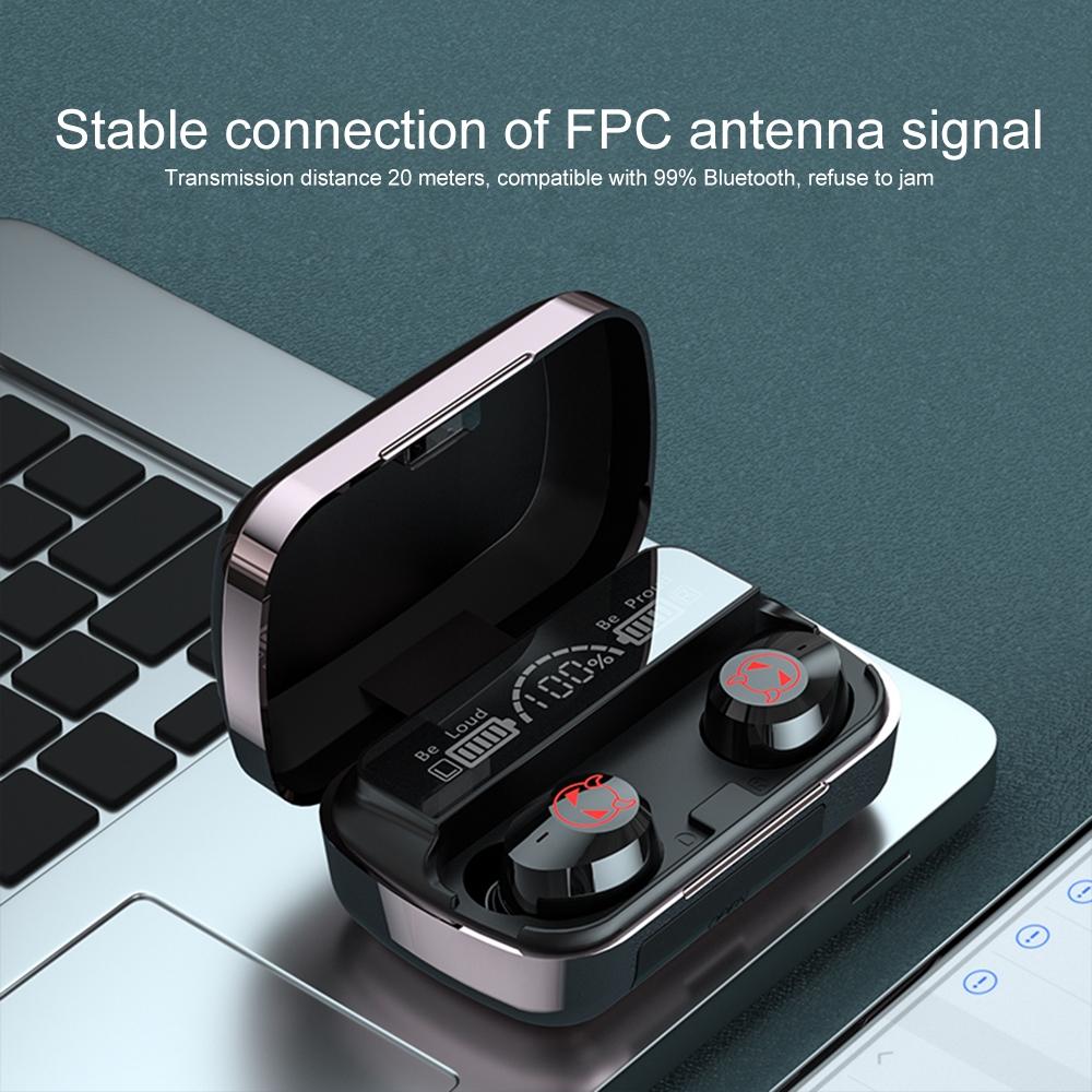 Intelligent Noise Reduction Bluetooth Earphones with Touch Control and Battery Display - Black