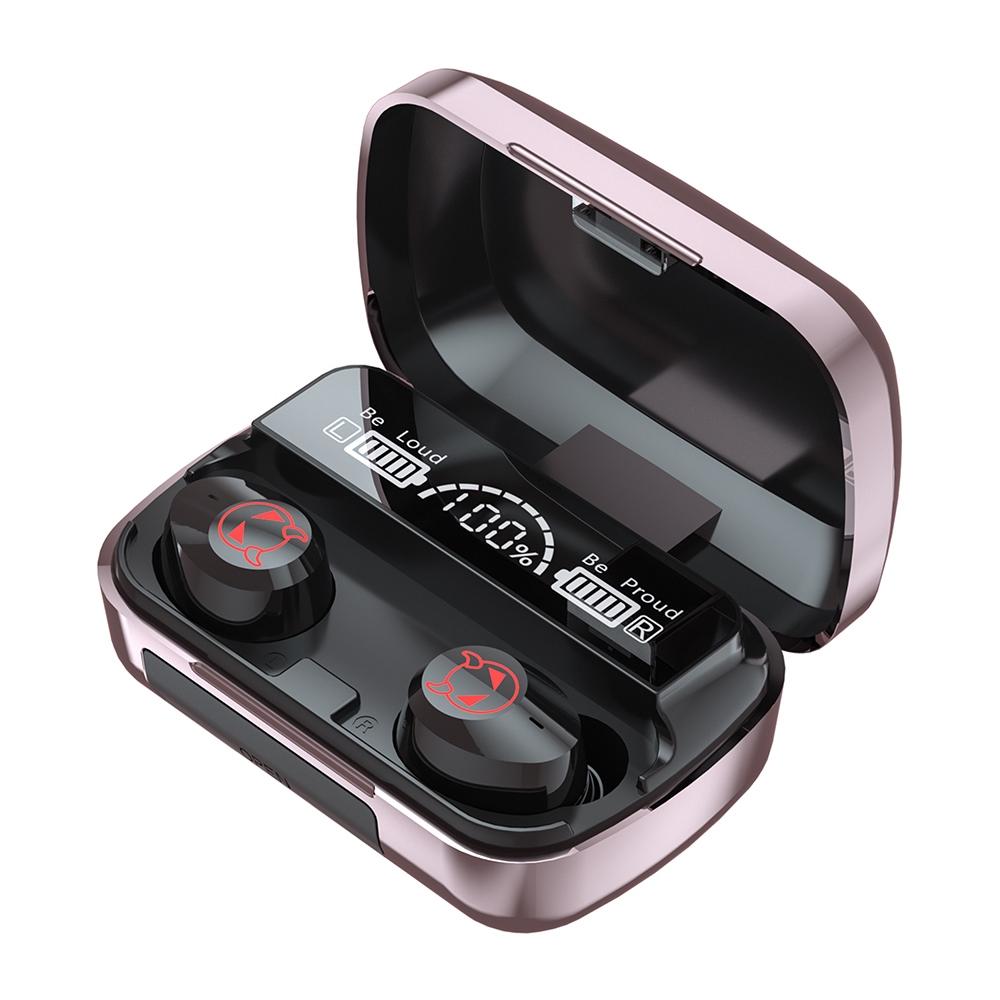 Intelligent Noise Reduction Bluetooth Earphones with Touch Control and Battery Display - Black