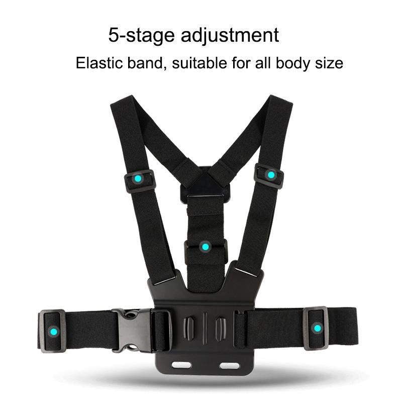 Adjustable Body Mount Belt with Phone Clamp for Action Cameras and Smartphones