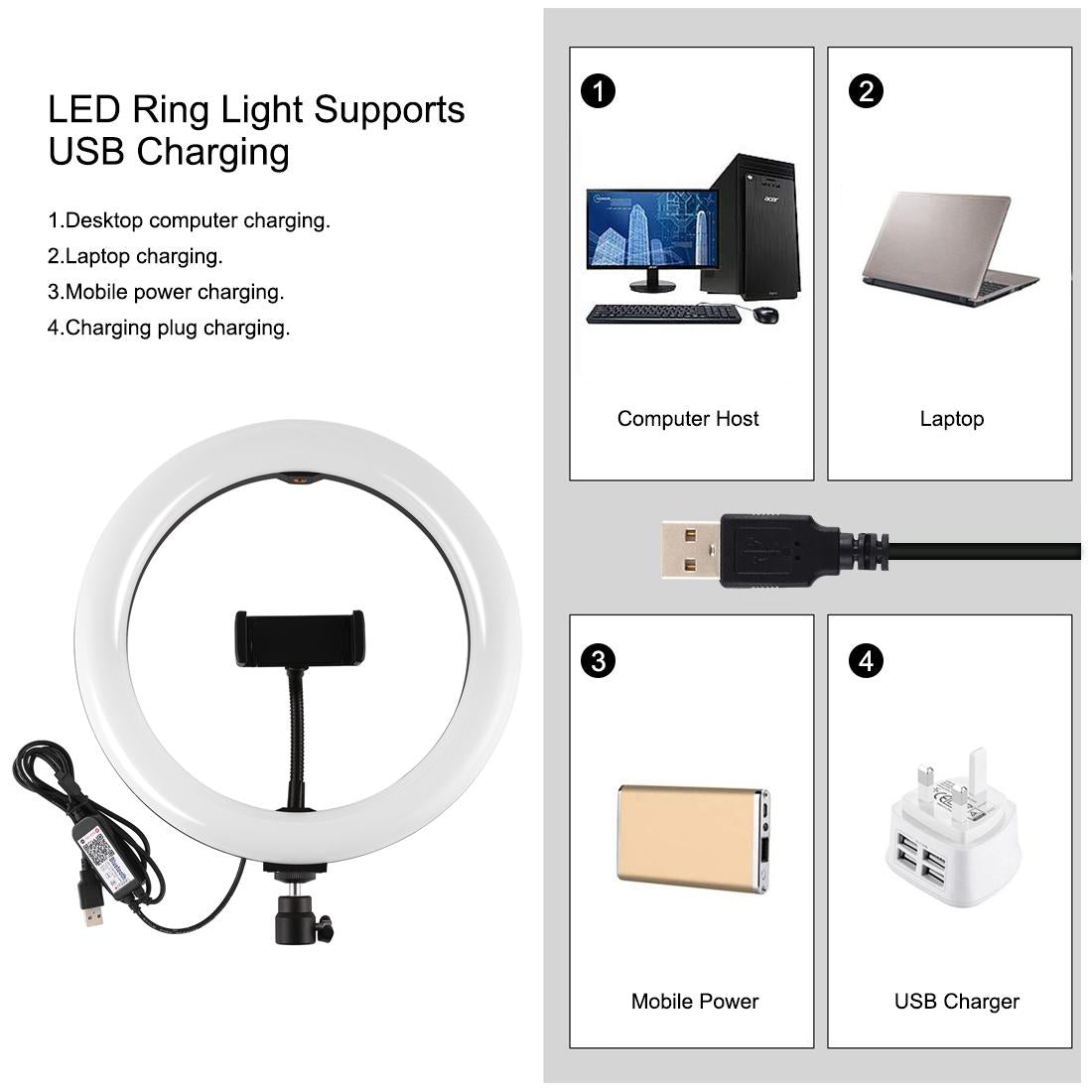 10.2 Rgbw Led Ring Light Kit with Tripod Remote and Phone Clamp