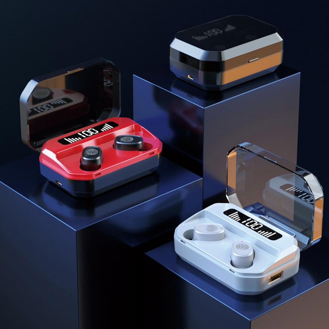 Wireless Bluetooth 5.0 Earbuds with Touch Display & Charging Case - Black