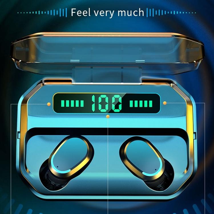 Wireless Bluetooth 5.0 Earbuds with Touch Display & Charging Case - Black