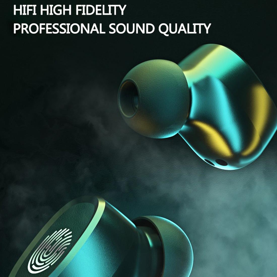 Wireless Bluetooth 5.0 Earbuds with Touch Display & Charging Case - Black