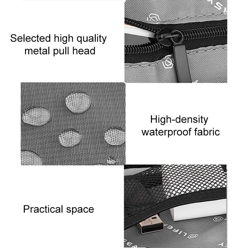 Portable Multi-functional Headphone Charger and Data Cable Storage Bag with Power Pack - 24 x 12 x 5cm - Black