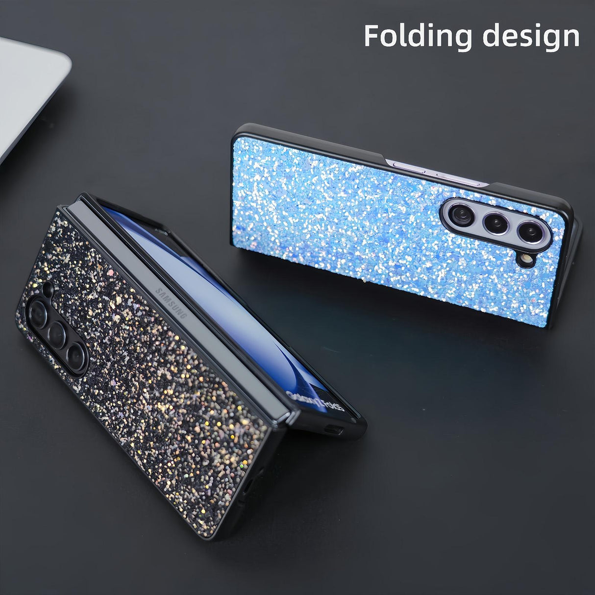 For Samsung Galaxy Z Fold4 5G Foldable Diamond Case - Compact And Stylish - Flash Blue