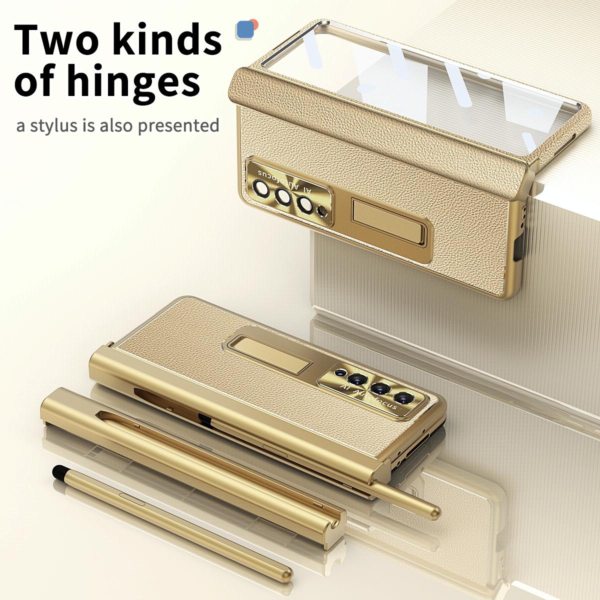 For Samsung Galaxy Z Fold4 5G Shockproof Magnetic Litchi Pattern Phone Case - Silver