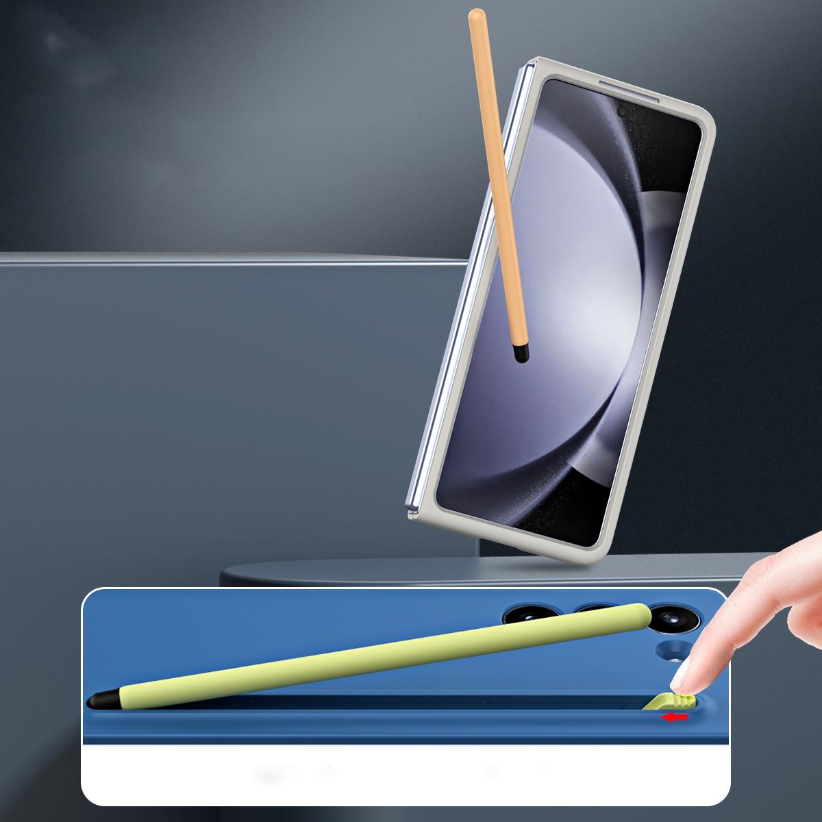 For Samsung Galaxy Z Fold4 5G Enhanced Shockproof Phone Case - Pen Design - Blue