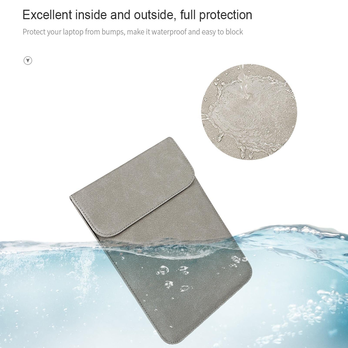 13.3 Inch Ultra-thin Notebook Liner Bag with Small Bag - Perfect for On-the-go - Light Grey