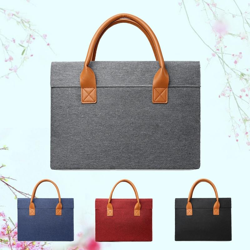 Lightweight Oxford Cloth Laptop Bag with Pu Handle - Portable - Blue - 14 Inch