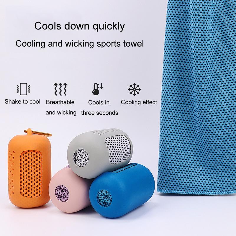 Portable Quick Dry Sports Towel Set with Silicone Sleeve and Storage Bag - 30x80cm - Orange - 30X90Cm