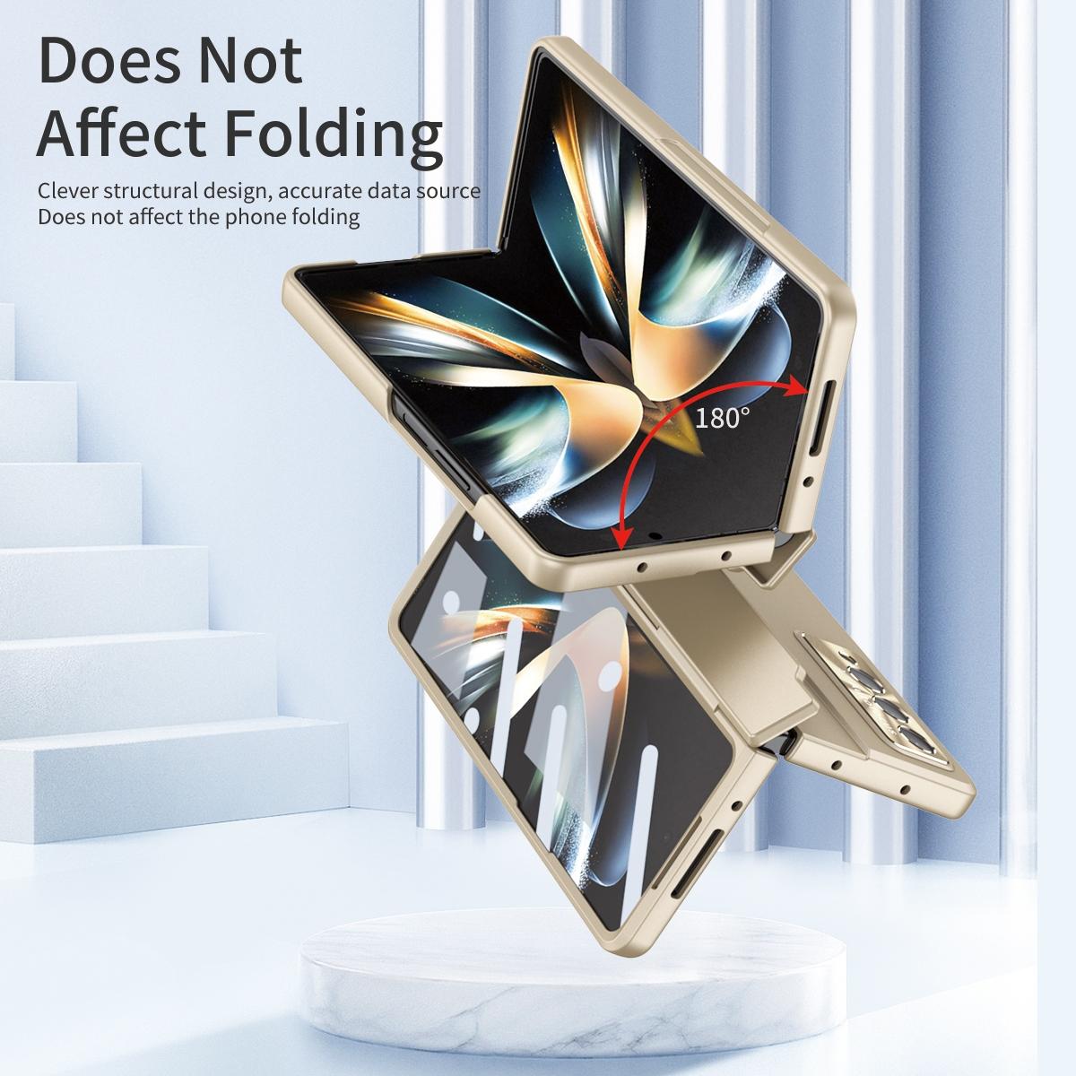 For Samsung Galaxy Z Fold4 5G Full Coverage Hinge Phone Case - Gold