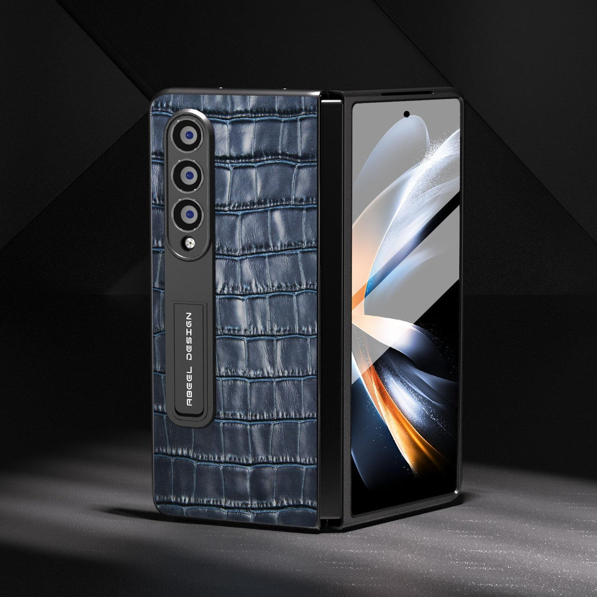 For Samsung Galaxy Z Fold4 5G Premium Leather Phone Case - Crocodile Texture - Green