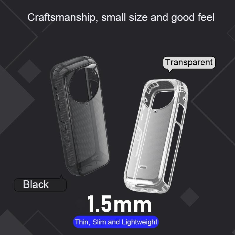 Clear Soft Tpu Protective Case for Insta360 X4 - 1.5mm Thickness - Clear Black - With Hand Strap